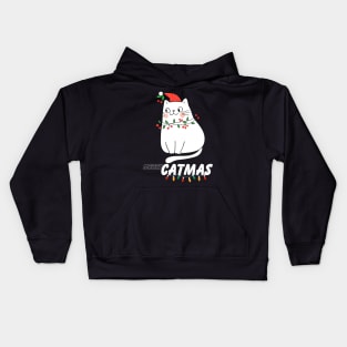 Cute Cat Merry Christmas Cat Lovers Santa Pajama Kids Hoodie